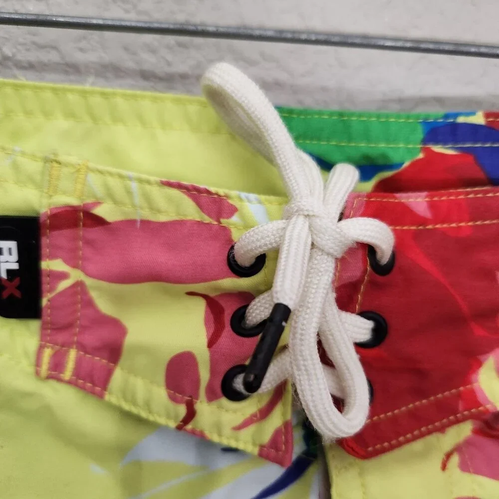 Ralph Lauren Boardshorts Mens Size 32 Floral Yellow Tropical Surf RLX Swim Short